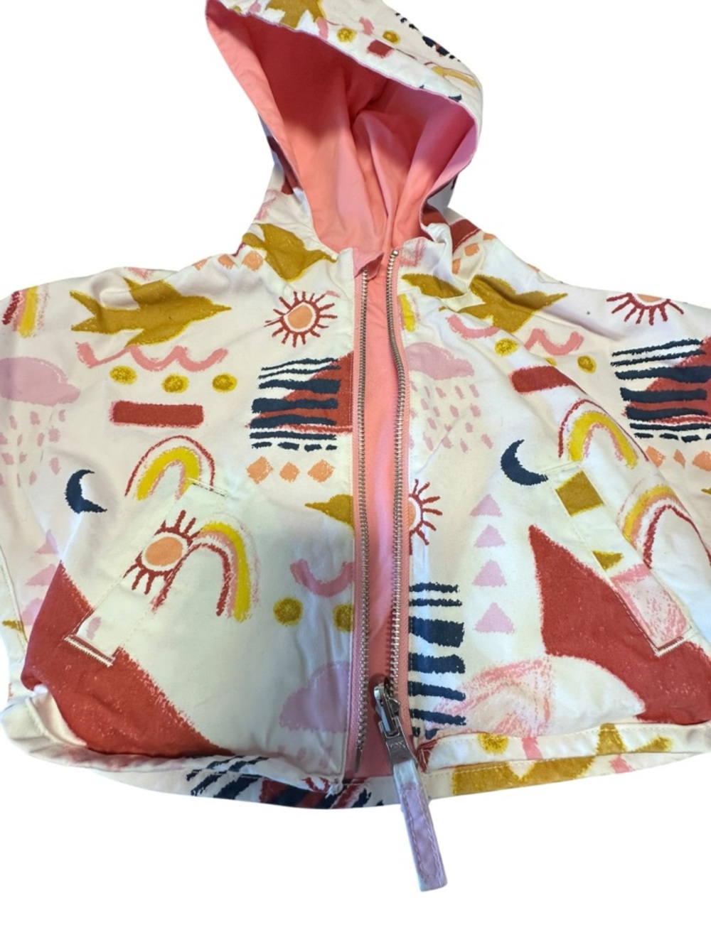 Children's Hooded Raincoat in Pink & Multi Print
